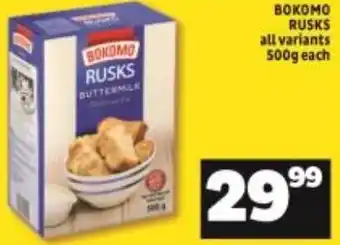 Shoprite Bokomo Rusks 500g offer