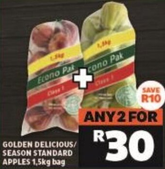 Shoprite Golden Delicious/Season Standard Apples 1,5kg Bag offer