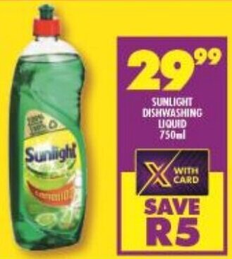 Shoprite Sunlight Dishwashing Liquid 750ml offer