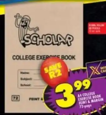 Shoprite A4 College Exercise Book Flint &Margin 72 page offer