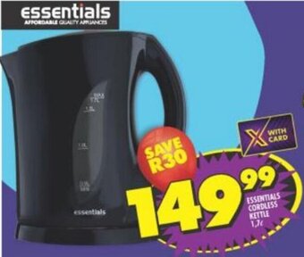 Shoprite Essentials Cordless Kettle 1,7L offer