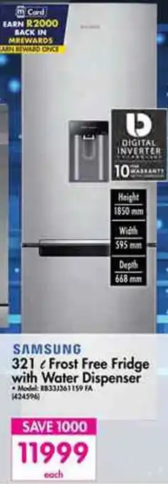 Makro Samsung 321L Frost Free Fridge with Water Dispenser offer