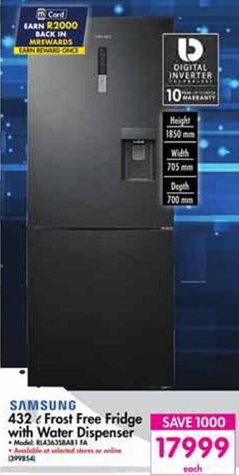 Makro Samsung 432L Frost Free Fridge with Water Dispenser offer