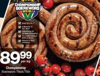 Checkers Championship Boerewors Thick/Thin offer