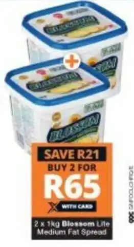 Checkers Blossom Lite Medium Fat Spread 2 x 1kg offer