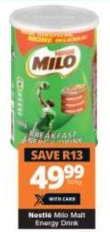 Checkers Nestlé Milo Malt Energy Drink 500g offer