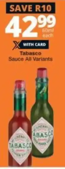 Checkers Tabasco Sauce All Variants 60ml offer