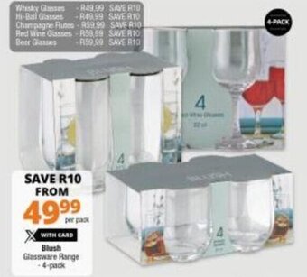 Checkers Blush Glassware Range 4-Pack offer
