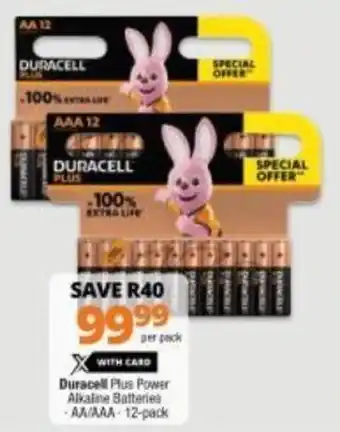 Checkers Duracell Plus Power Alkaline Batteries AA/AAA 12-Pack offer