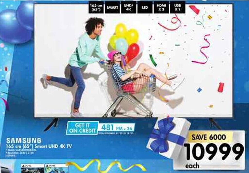 Samsung 165cm 65" Smart UHD 4K TV offer at Makro