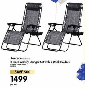 Makro Terraceleisure 2-Piece Gravity Lounger Set with 2 Drink Holders offer