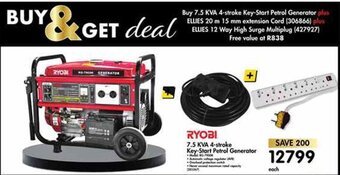 Makro Ryobi 7,5 KVA 4-Stroke Key-Start Petrol Generator offer
