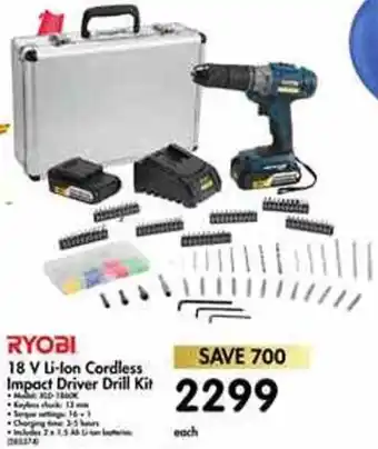 Makro Ryobi Li-ion Cordless Impact Driver Drill Kit 18V offer