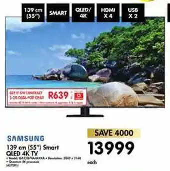 Makro Samsung Smart QLED 4K TV 139cm 55" offer
