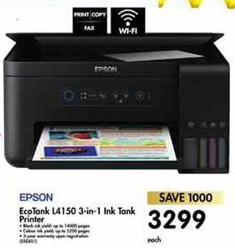 Makro Epson EcoTank L4150 3-in-1 Ink Tank Printer offer