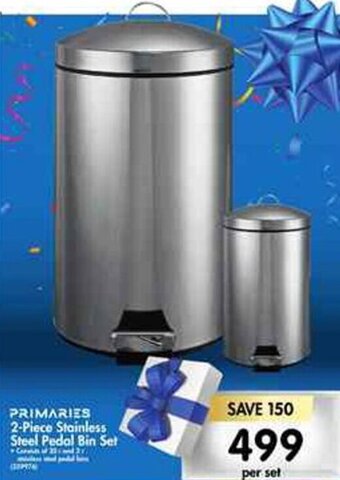 Makro Primaries 2-Piece Stainless Steel Pedal Bin Set offer