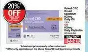 Dis-Chem Releaf CBD Broad Spectrum 600mg Daily Oil 15ml Or 600mg Daily Capsules 30 Capsules-Each offer