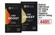 Dis-Chem Rethink CBD Boost Oil 150mg Or CBD Digestive Aid Oil 150mg-30ml Each offer