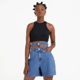 The FIX Women's medium wash bermooda denim shorts offer