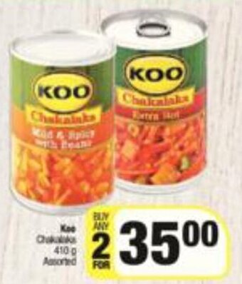 Spar Koo Chakalaka Assorted 2 x 410g offer