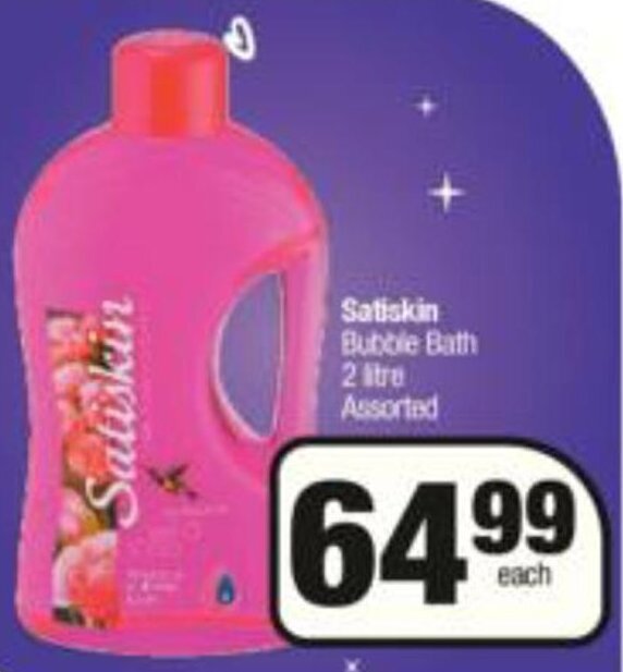 Satiskin Bubble Bath Assorted 2 litre offer at Spar