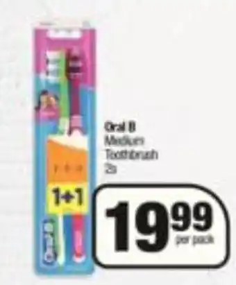 Spar Oral-B Medium Toothbrush 2's per pack offer
