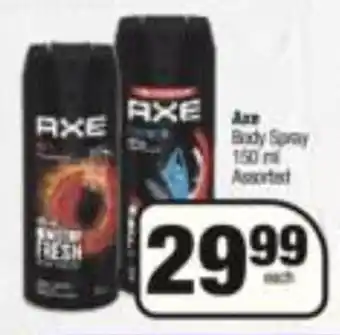 Axe Body Spray Assorted 150ml