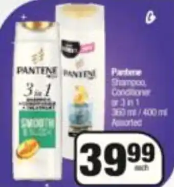Spar Pantene Shampoo, Conditioner or 3 in 1 300ml / 400ml offer