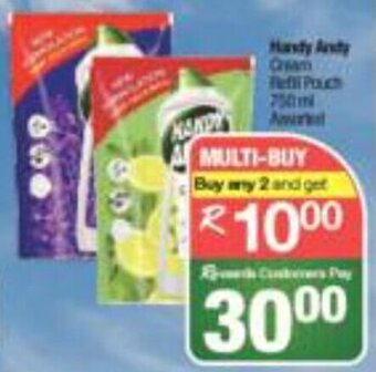 Spar Handy andy Cream Refill Pouch Assorted 750ml offer