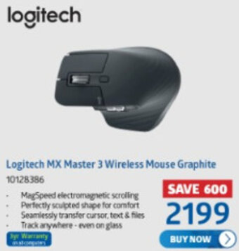 Incredible Connection Logitech MX Master 3 Wireless Mouse Graphite offer