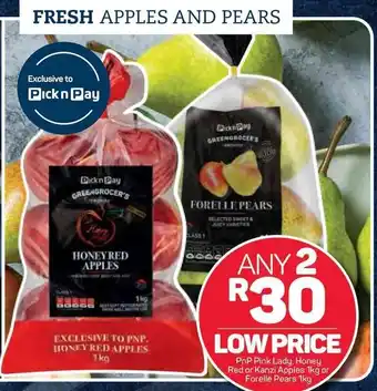 PnP Pink Lady Honey Red or Kanzi Apples 1kg or Forelle Pears 1kg