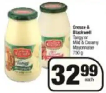 Spar Crosse & Blackwell Tangy or Mild & Creamy Mayonnaise 750g offer