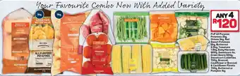 Pick n Pay PnP All Purpose Potatoes 3kg, Onions 3kg, Red Sweet Potatoes 2kg, Butternut 2,5kg, Tomatoes 1,5kg, Baby Marrows 600g offer