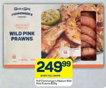 Pick n Pay PnP Fishmonger's Medium Wild Pink Prawn 800g offer