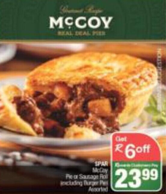 Spar McCoy Pie or Sausage Roll Assorted offer at Spar