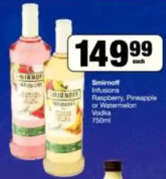 Spar Smirnoff Inclusions Raspberry, Pineaplle or Watermelon Vodka 750ml offer