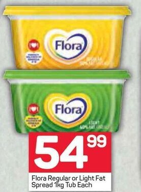 Pick n Pay Flora Regular or Light Fat Spread 1kg Tub offer