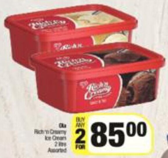 Ola Rich N Creamy Ice Cream Assorted 2 X 2 Litre Offer At Spar