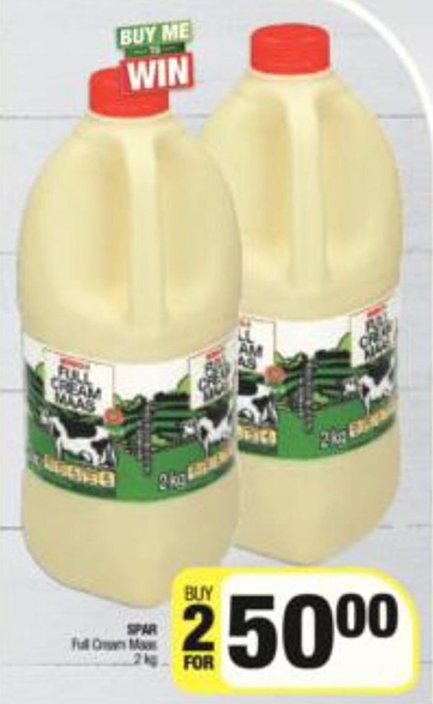 Spar Full Cream Maas 2 x 2kg offer at Spar