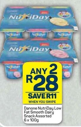 Pick n Pay Danone NutriDay Low Fat Smooth Dairy Snack Assorted 6 x 100g offer