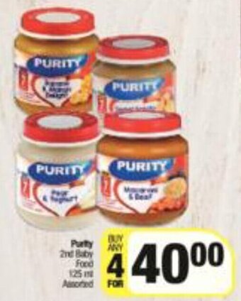 Spar Purity 2nd Baby Food Assorted 4 x 125ml offer
