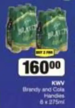 Spar KMV Brandy and Cola Handies 2 x 6 x 275ml offer