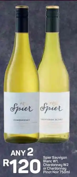 Pick n Pay Spier Sauvignon Blanc W1, Chardonnay W2 or Chardonnay Pinot Noir 750ml offer