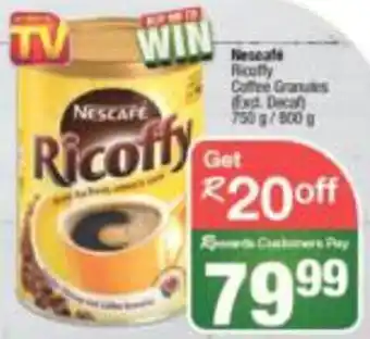 Spar Nescafé Ricoffy Coffee Granules 750g / 800g offer
