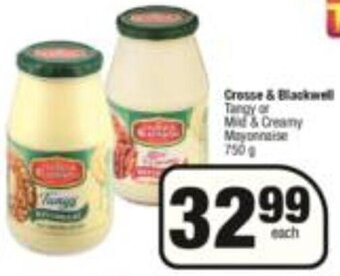 Crosse & Blackwell Tangy or Mild & Creamy Mayonnaise 750g