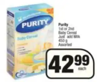 Spar Purity 1st or 2nd Baby Cereal Assorted 450g offer