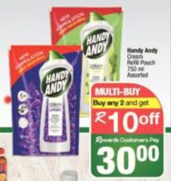 Spar Handy andy Cream Refill Pouch Assorted 750ml offer