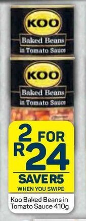 Pick n Pay Koo Baked Beans in Tomato Sauce 410g offer