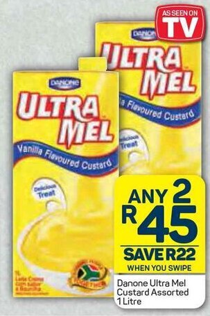 Pick n Pay Danone Ultra Mel Custard Assorted 1L offer