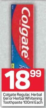 Pick n Pay Colgate Regular, Herbal Gel or Herbal Whitening Toothpaste 100ml offer